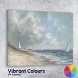 Soft Coastal Seascape Sailing Boats Beach Landscape Canvas Wall Art Print Decor Picture Ready to Hang