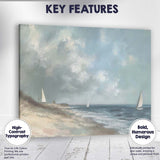 Soft Coastal Seascape Sailing Boats Beach Landscape Canvas Wall Art Print Decor Picture Ready to Hang