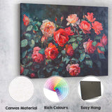 Elegant Coral Pink Rose Bouquet Dark Floral Still Life Canvas Wall Art Print Decor Picture Ready to Hang