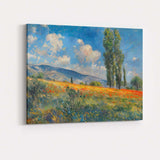 Impressionist Wildflower Meadow Poppy Field Mountain Landscape Canvas Wall Art Print Decor Picture Ready to Hang