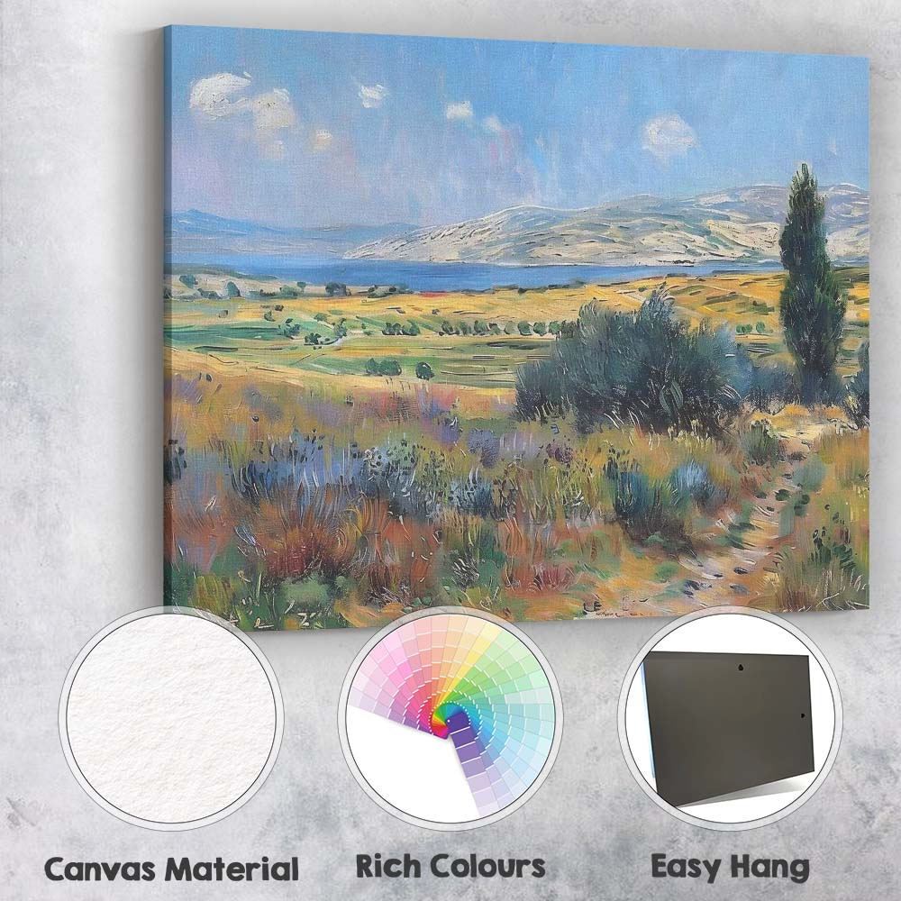 Panoramic Countryside Lake Mountain Vista Impressionist Landscape Canvas Wall Art Print Decor Picture Ready to Hang