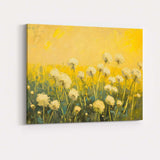 Golden Dandelion Wildflower Meadow Impressionist Botanical Landscape Canvas Wall Art Print Decor Picture Ready to Hang