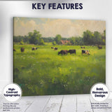 Peaceful Countryside Cow Pasture Rural Farm Landscape Canvas Wall Art Print Decor Picture Ready to Hang