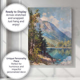 Majestic Mountain Lake Pine Forest Scenic Landscape Canvas Wall Art Print Decor Picture Ready to Hang