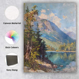 Majestic Mountain Lake Pine Forest Scenic Landscape Canvas Wall Art Print Decor Picture Ready to Hang