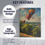 Vibrant Patchwork Hot Air Balloons Rolling Hills Countryside Impressionist Canvas Wall Art Print Decor Picture Ready to Hang
