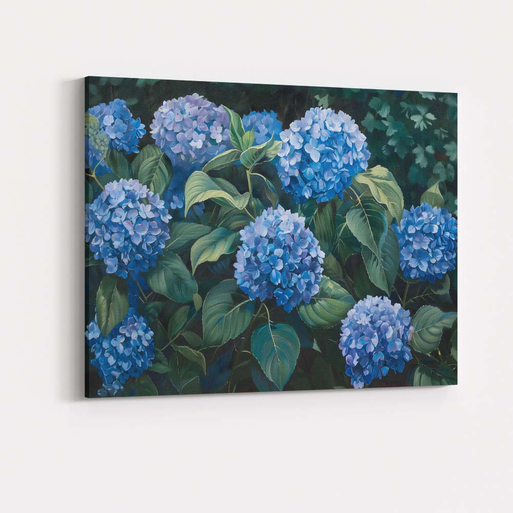 Elegant Blue Hydrangea Blossoms Botanical Garden Canvas Wall Art Print Decor Picture Ready to Hang
