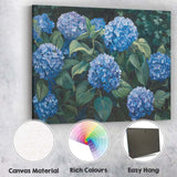 Elegant Blue Hydrangea Blossoms Botanical Garden Canvas Wall Art Print Decor Picture Ready to Hang