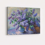 Purple Lilac Bouquet In Ceramic Vase Impressionist Floral Still Life Canvas Wall Art Print Decor Picture Ready to Hang
