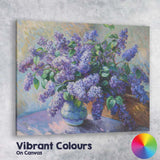 Purple Lilac Bouquet In Ceramic Vase Impressionist Floral Still Life Canvas Wall Art Print Decor Picture Ready to Hang