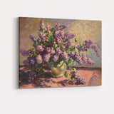 Lavender Lilac Bouquet In Glass Vase Impressionist Floral Still Life Canvas Wall Art Print Decor Picture Ready to Hang