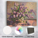 Lavender Lilac Bouquet In Glass Vase Impressionist Floral Still Life Canvas Wall Art Print Decor Picture Ready to Hang