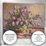 Lavender Lilac Bouquet In Glass Vase Impressionist Floral Still Life Canvas Wall Art Print Decor Picture Ready to Hang