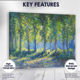 Sunlit Green Forest Woodland Landscape Impressionist Nature Canvas Wall Art Print Decor Picture Ready to Hang