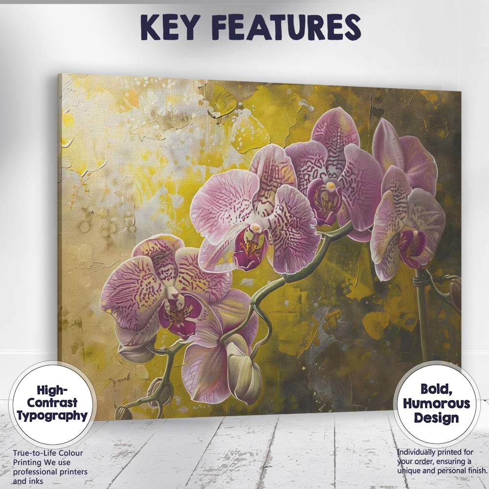 Purple Phalaenopsis Orchid Bloom Botanical Floral Artwork Canvas Wall Art Print Decor Picture Ready to Hang