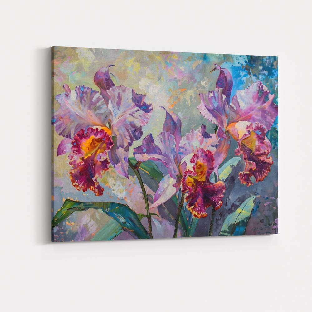 Vibrant Purple Cattleya Orchid Tropical Floral Painting Canvas Wall Art Print Decor Picture Ready to Hang