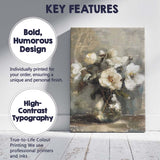 Neutral White Peony Bouquet Glass Vase Floral Still Life Canvas Wall Art Print Decor Picture Ready to Hang