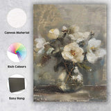 Neutral White Peony Bouquet Glass Vase Floral Still Life Canvas Wall Art Print Decor Picture Ready to Hang