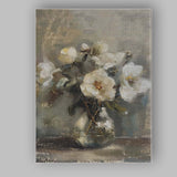 Neutral White Peony Bouquet Glass Vase Floral Still Life Canvas Wall Art Print Decor Picture Ready to Hang