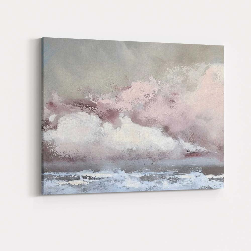 Soft Pastel Abstract Mountain Landscape Coastal Seascape Canvas Wall Art Print Decor Picture Ready to Hang