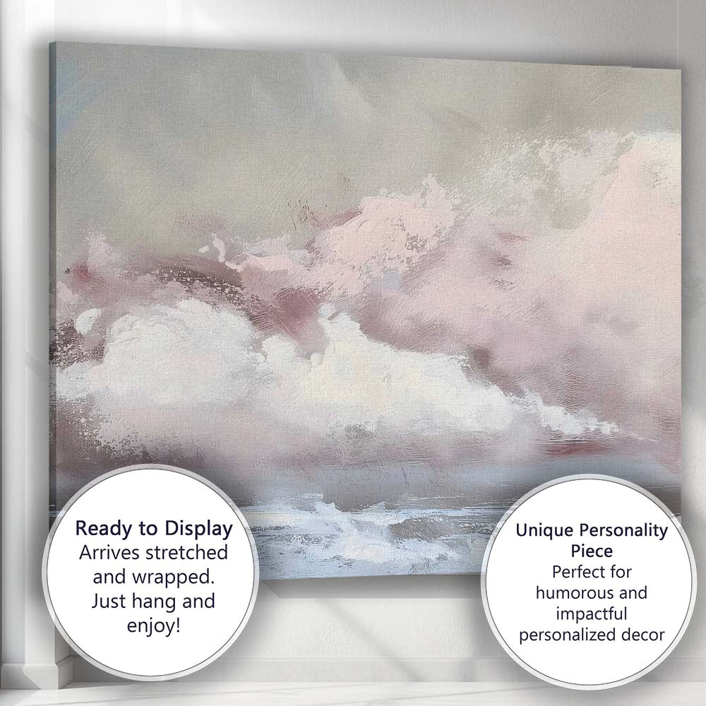 Soft Pastel Abstract Mountain Landscape Coastal Seascape Canvas Wall Art Print Decor Picture Ready to Hang