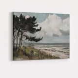 Impressionist Windswept Coastal Pine Trees Dramatic Beach Landscape Canvas Wall Art Print Decor Picture Ready to Hang