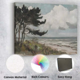 Impressionist Windswept Coastal Pine Trees Dramatic Beach Landscape Canvas Wall Art Print Decor Picture Ready to Hang