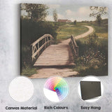 Rustic Wooden Footbridge Country Lane Pastoral Landscape Canvas Wall Art Print Decor Picture Ready to Hang