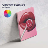 Modern Glossy Red Lips Lollipop Pop Art Portrait Canvas Wall Art Print Decor Picture Ready to Hang