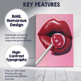 Modern Glossy Red Lips Lollipop Pop Art Portrait Canvas Wall Art Print Decor Picture Ready to Hang