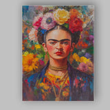 Vibrant Frida Kahlo Inspired Floral Portrait Expressionist Canvas Wall Art Print Decor Picture Ready to Hang