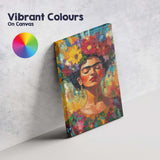 Colourful Frida Kahlo Inspired Floral Portrait Impressionist Canvas Wall Art Print Decor Picture Ready to Hang