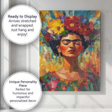 Colourful Frida Kahlo Inspired Floral Portrait Impressionist Canvas Wall Art Print Decor Picture Ready to Hang