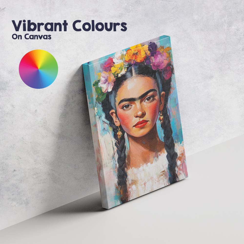 Contemporary Frida Kahlo Inspired Braided Hair Portrait Canvas Wall Art Print Decor Picture Ready to Hang
