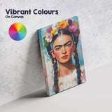 Contemporary Frida Kahlo Inspired Braided Hair Portrait Canvas Wall Art Print Decor Picture Ready to Hang