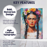 Contemporary Frida Kahlo Inspired Braided Hair Portrait Canvas Wall Art Print Decor Picture Ready to Hang