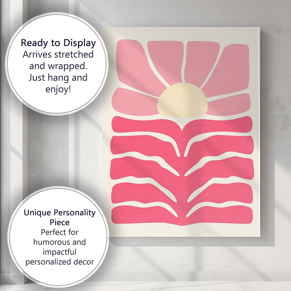 Abstract Pink Floral Sunrise Scandinavian Minimalist Canvas Wall Art Print Decor Picture Ready to Hang