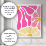 Abstract Pink Yellow Organic Shapes Mid Century Modern Canvas Wall Art Print Decor Picture Ready to Hang