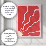 Abstract Red Organic Wavy Minimalist Contemporary Canvas Wall Art Print Decor Picture Ready to Hang
