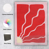 Abstract Red Organic Wavy Minimalist Contemporary Canvas Wall Art Print Decor Picture Ready to Hang
