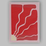 Abstract Red Organic Wavy Minimalist Contemporary Canvas Wall Art Print Decor Picture Ready to Hang