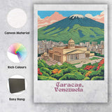 Caracas Mountain Skyline Landmark Travel Poster Illustration Canvas Wall Art Print Decor Picture Ready to Hang