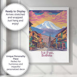 La Paz Colourful Street Snow Mountain Travel Poster Canvas Wall Art Print Decor Picture Ready to Hang