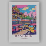 Bangkok Grand Palace Tuk Tuk Street Travel Poster Canvas Wall Art Print Decor Picture Ready to Hang