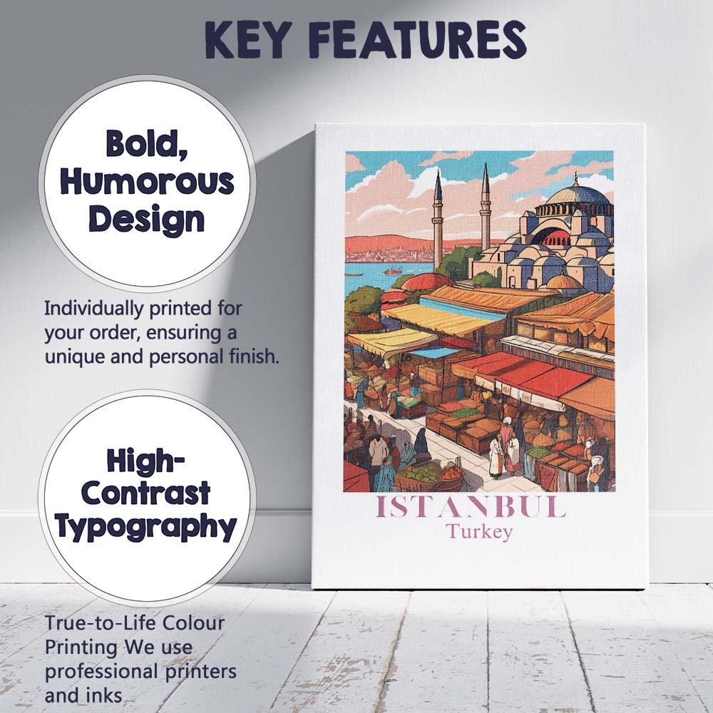 Istanbul Hagia Sophia Grand Bazaar Travel Poster Canvas Wall Art Print Decor Picture Ready to Hang