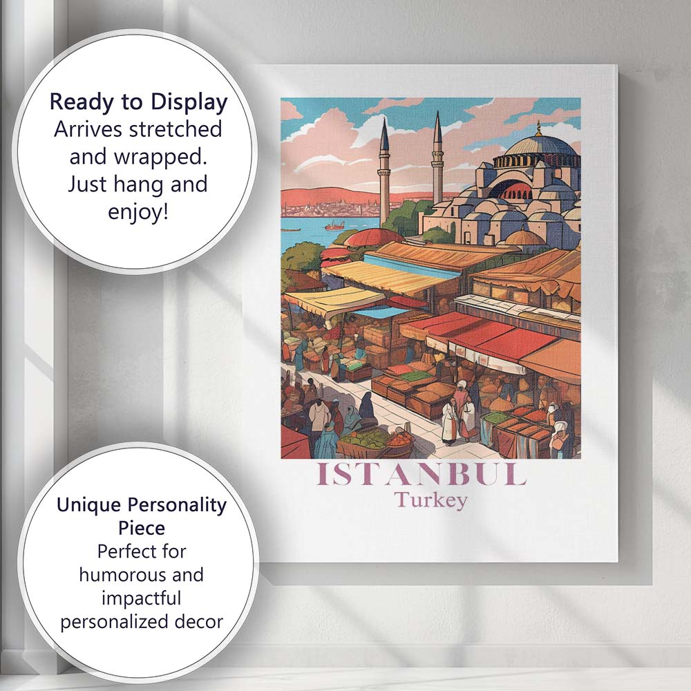 Istanbul Hagia Sophia Grand Bazaar Travel Poster Canvas Wall Art Print Decor Picture Ready to Hang