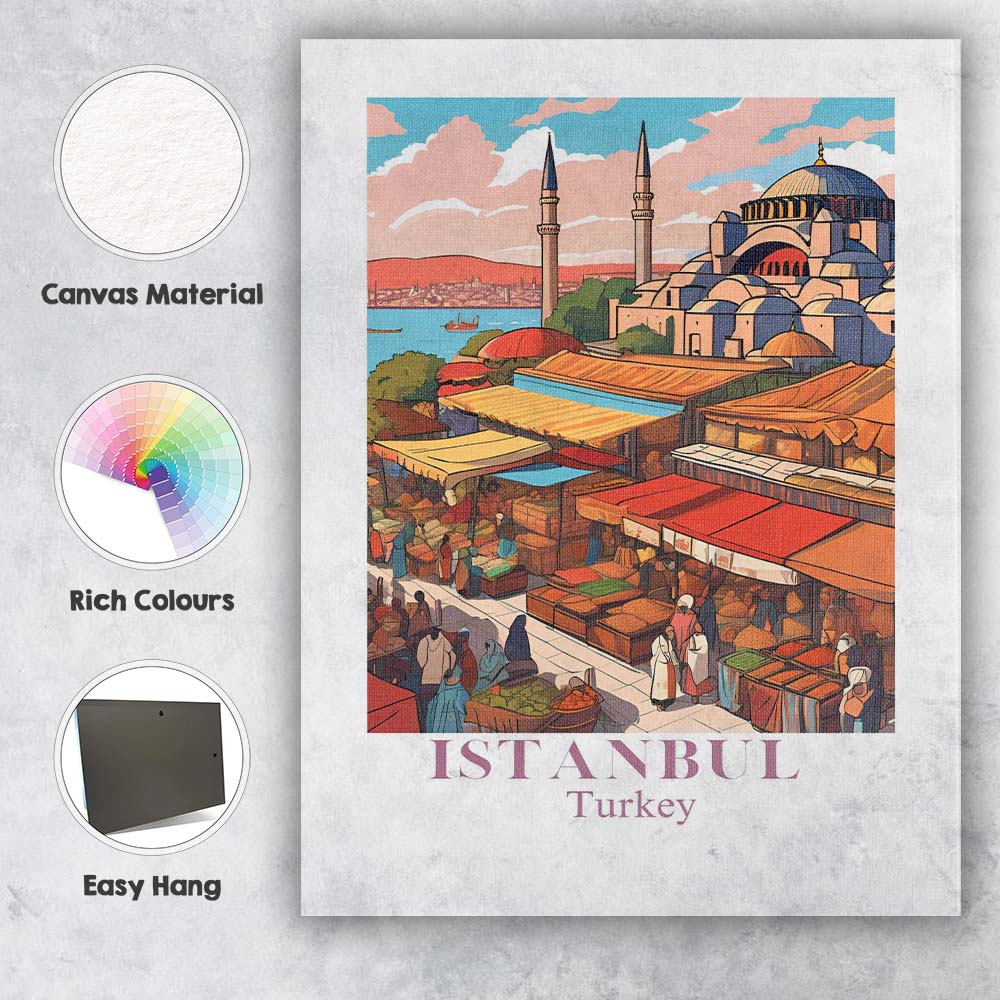 Istanbul Hagia Sophia Grand Bazaar Travel Poster Canvas Wall Art Print Decor Picture Ready to Hang