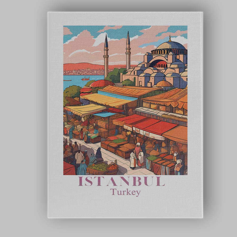 Istanbul Hagia Sophia Grand Bazaar Travel Poster Canvas Wall Art Print Decor Picture Ready to Hang