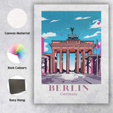 Berlin Brandenburg Gate Modern Travel Poster Illustration Canvas Wall Art Print Decor Picture Ready to Hang