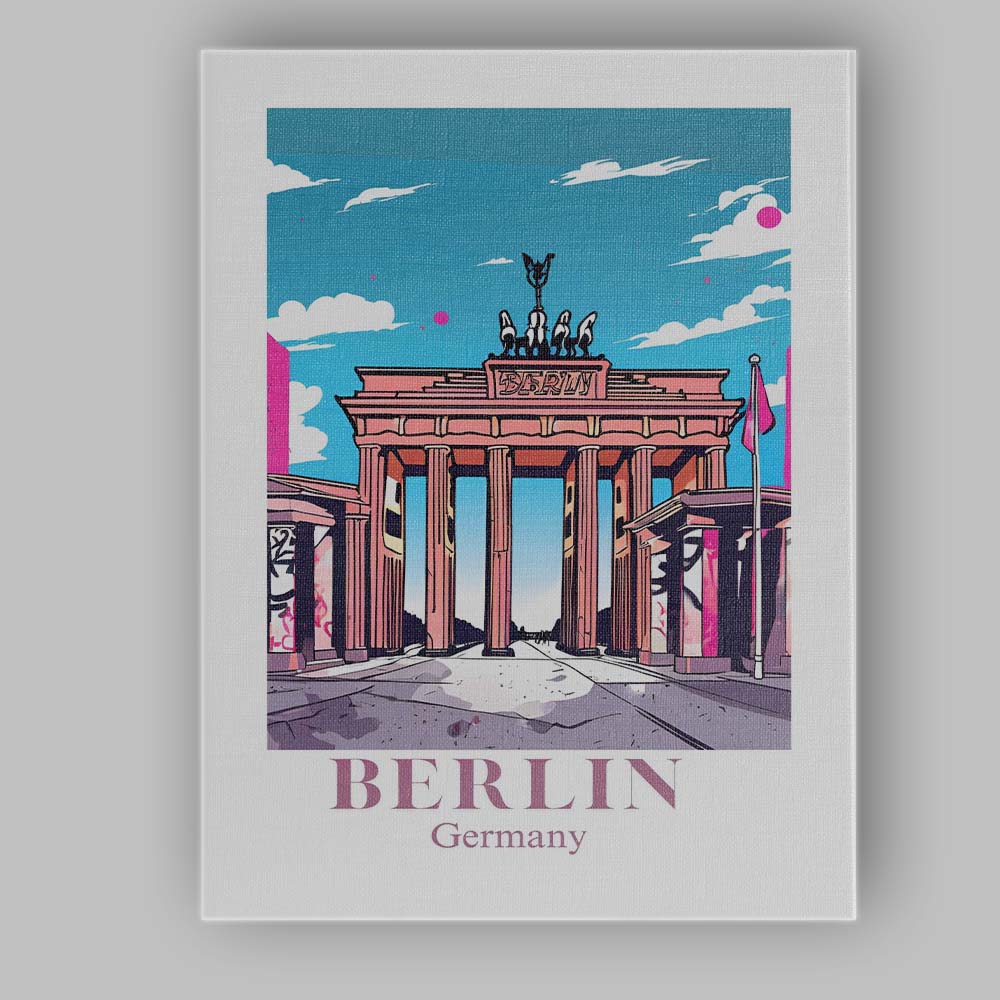 Berlin Brandenburg Gate Modern Travel Poster Illustration Canvas Wall Art Print Decor Picture Ready to Hang